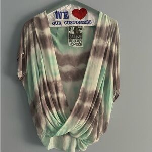 Like new young fabulous & broke teal wrap top